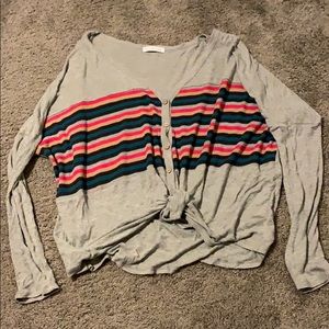 Rainbow Striped Grey Sweater